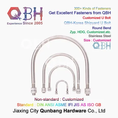 10%off Qbh Customized High Carbon Quality Stainless Steel U-Bolt Stud Ubolt U Bolt with Hex Nuts and Flat Washer