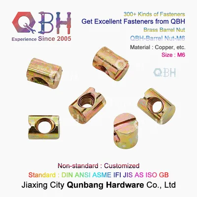 10%off Qbh High Quality M6 Slotted Point Internal Thread Threaded Furniture Spare Parts Barrel Nut Brass Fastener Fittings Bed Fasteners