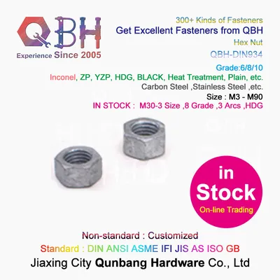 15% off in Stock Online Safety Trading Qbh DIN934 HDG M30-3 Size 8 Grade 3 Arcs Carbon Steel Hex Nuts