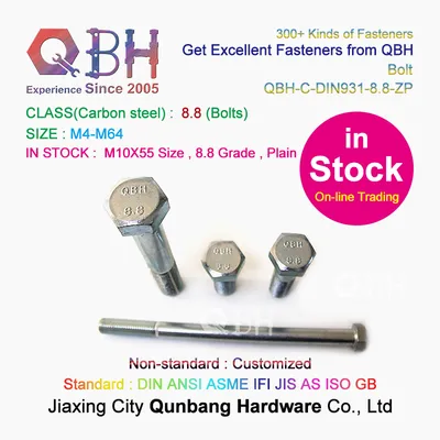15% off on-Line Trading in Stock Qbh DIN931 Class 8.8 M10X55 Plain Half Thread Full Threaded Hex Hexangular Hexagonus Hexangular Hexagonal Bolts