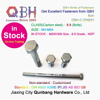 15% off on-Line Trading in Stock Qbh DIN931 Class 8.8 M20X300 Wzp Half Thread Hex Hexangular Hexagonus Hexangular Hexagonal Bolts