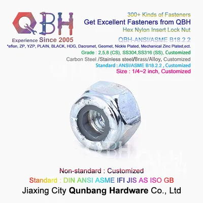 ANSI/ASME B18.2.2 Hex Nylon Insert Lock Nut by Available Material