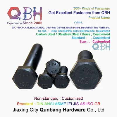 Carbon Steel Grade 10.9 DIN933 Heat Treatment Black Full Thread Hex Head Bolt