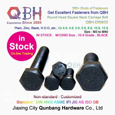 DIN933 Full External Threaded Carbon Steel Black Hexagonal Sexangular Hexagonus Bolt Fasteners