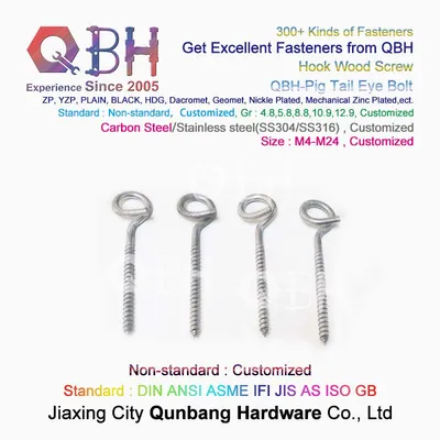 High Quality HDG Pig Tail Eye Bolt, Wood Screw Eye Bolt for FTTH Fittings, Hook Eye Bolt