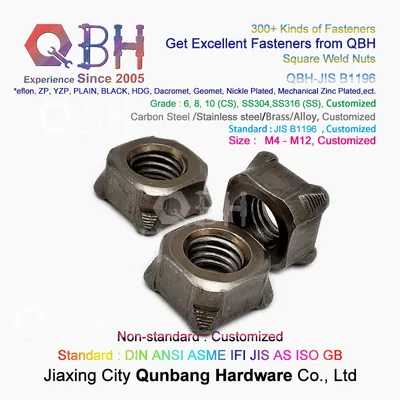 JIS B1196 SS304 316 M4 to M12 Square Weld Nuts