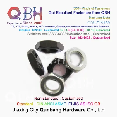 Metric DIN 439 Thin Hex Jam Nut Class 04 and Class 05 Zp Yzp HDG Plain Black Color M3-M53