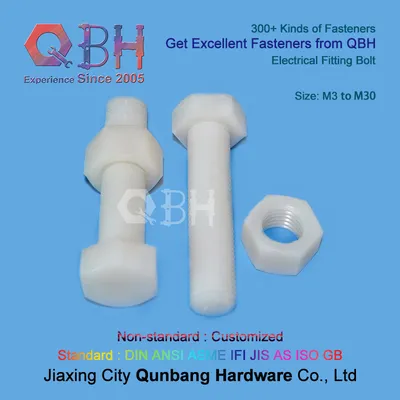 Qbh 6.8 M3-M30 High Temperature Resistance Electronic Mechanical Industry Plastic PVDF Spare Parts Fastener Components Screws Bolt Nut