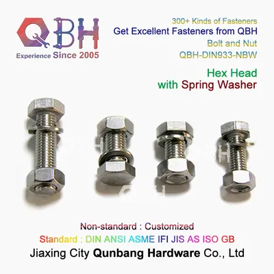 Qbh 8.8 10.9 12.9 Metal Carbon SS304/SS316 Carbon Stainless Steel DIN933 DIN931 Hexagon Hex Solar Accessories Spring Washer Bolt and Nut Machining Parts