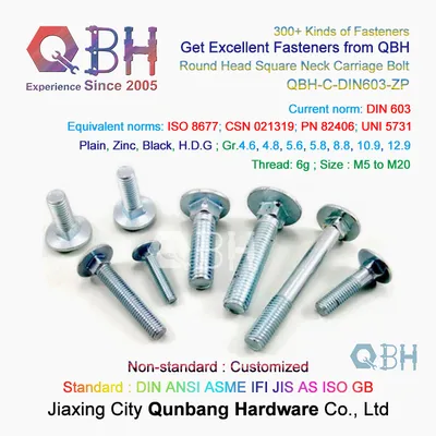 Qbh ANSI/Atme Round Head Building Material Hardware Carriage Bolt Square Neck Bolts
