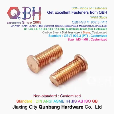 Qbh Auto Car Brass Copper Plating Spot Weld Welding Thread Threaded Stud