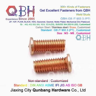 Qbh Car Auto Copper Brass Plated PT Type Capacitor Discharge Welding Head Stud Bolt