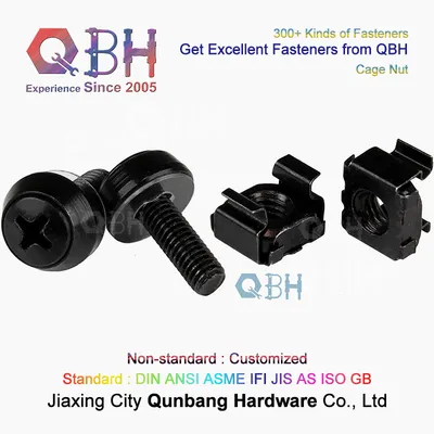 Qbh Carbon Stainless Steel Rack-Mountable Server Network Cabinet Audio Video Rack Cage Bolt Nut Washer Repairing Maintaining Replacement Spare Parts