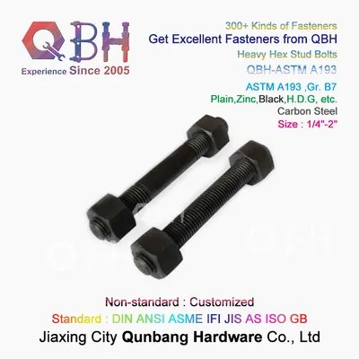 Qbh Carbon Steel Black Heavy Hex Stud Bolts (ASTM A193 Gr. B7)