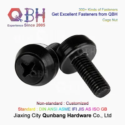 Qbh Carbon Steel Black Pan Head Cross Drive Screw for Cage Nut