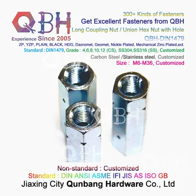 Qbh Carbon Steel DIN 1479 Side Hole Hex Long Nut Zp/Yzp/Bzp/Plain/Black/HDG/Dacromet/Geomet/Nickle Plated DIN1479 Hexagon Turnbuckles