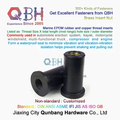 Qbh Compressor and Engine Replacement EPDM Rubber and Copper Brass Thread Customized Custom-Made Repairing Maintaining Replace Spare Parts Inserts Nut