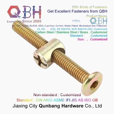 Qbh Custem-Made OEM ODM M6X50 Carbon Steel/Stainless Steel Furniture Bed Bolt Nut Maintaining Repairing Replace Replacement Spare Fastenings