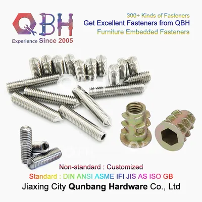 Qbh Custom-Made Insert Nut Wooden Wood Furniture Socket Embedded Grub Screw Nut Spare Parts Blind/Solid Zinc Thread Threaded Insert