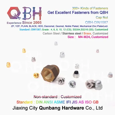 Qbh Custom Made OEM ODM Brass Copper Carbon Steel Stainless Steel All-Metal Acorn Center Lock Nut The Cap Nut