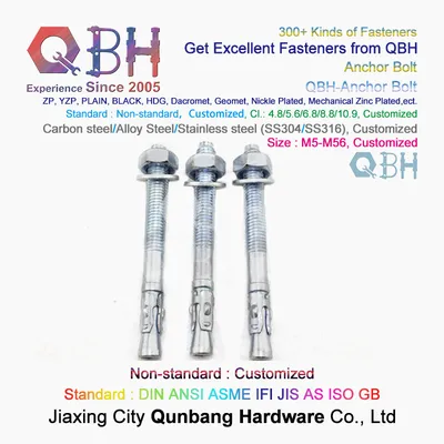 Qbh Custom-Made OEM ODM HDG/Dacromet/Geomet/Nickle Plated/Zp/Bzp/Plain/Black Carbon Steel/Stainless Steel Sleeve Anchor Bolt