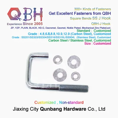 Qbh Custom-Made OEM ODM S. S. 304 306 Stainless Steel J Bolt J Hook Solar Panel Fitting Material