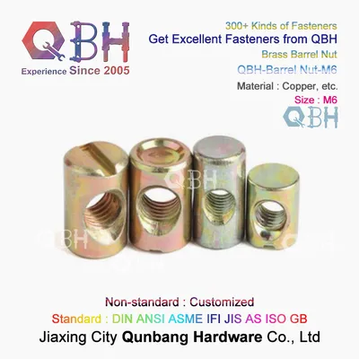 Qbh Customized Brass Carbon Stainless Steel Sleeve Female Inner Thread Slotted Nut Furniture Hardware