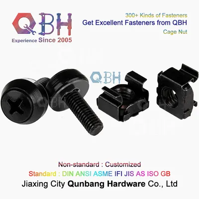 Qbh Customized Carbon Stainless Steel Rack-Mountable Server Network Cabinet Audio Video Rack Cage Bolt Nut Washer Repairing Maintaining Replacing Components
