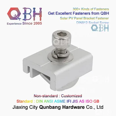 Qbh Customized Clean Energy Stainless Steel/Aluminum Alloy Extrusion PV Photovoltaic Power Energy System Bracket Rack Stand Solar Panel Middle Clamp