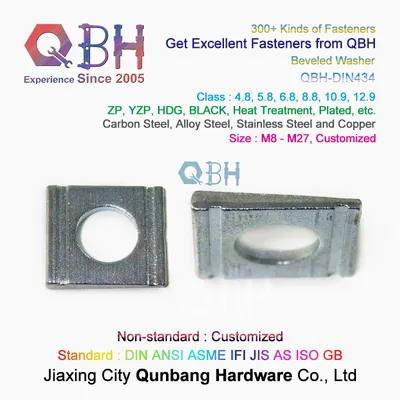 Qbh Customized DIN 434 Carbon Steel HDG DIN434 Special Square 8% Two Grooves Taper Tapered Beveled U Channel Sections Angle Washer
