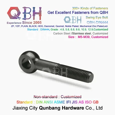 Qbh Customized DIN 444 M5-M39 Construction Materials 8.8//10.9/12.9 Black Eye-Bolt Lifting Screw