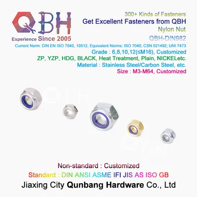 Qbh Customized DIN 985 DIN 982 Copper Brass Carbon Steel Stainless Steel PA66 Nylon Locked Lock Locking Nut Automotive Automobile Car Auto Spare Accessories