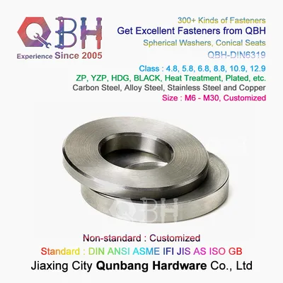 Qbh Customized DIN6319 M6-M30 Carbon Steel Alloy Steel Stainless Steel Copper Brass Conical Spherical Round Special Washer