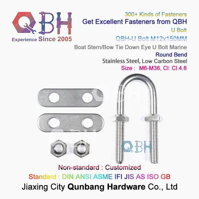 Qbh Customized High Carbon Quality Stainless Steel Galvanized Flat Washer Round Square Bend U-Bolt Stud Ubolt U Bolt U Head Thread Rod Hex U Nuts