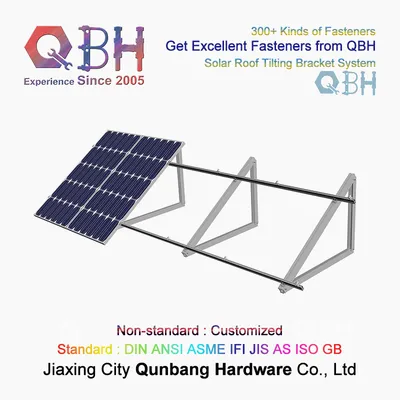 Qbh Customized Home/Civil/Industrial/Commercial Photovoltaic PV Solar Power Energy Panel System Aluminum Profile Roof Tile/Flat Solar Mounting System Kits