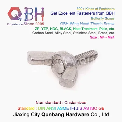 Qbh Customized M8 Stainless Steel Ss-304 Ss-316 M8 X 25mm Wing Bolt