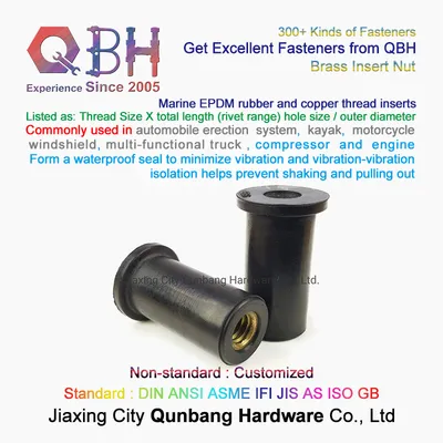Qbh Customized Multi-Functional Truck EPDM Rubber & Copper Brass Thread Custom Made Inserts Nut and Bolt Spare Repairing Maintaining Replacement Replace Parts