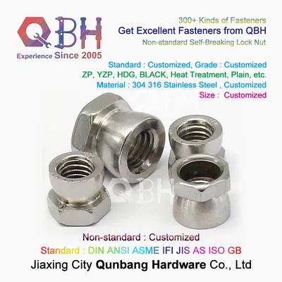 Qbh Customized Non-Standard 62612 Carbon Steel/Stainless Steel SS304 SS316 A2 A4 Hex Round Self-Breaking Lock Nut Non-Standard Parts