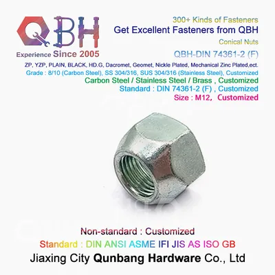 Qbh Customized OEM ODM DIN 74361-2 (F) DIN74361-2 (F) DIN 74361-2 F DIN74361-2f Black Blue White Zinc Plated Prevailing Torque Wheel Lug Locked Locking Nut