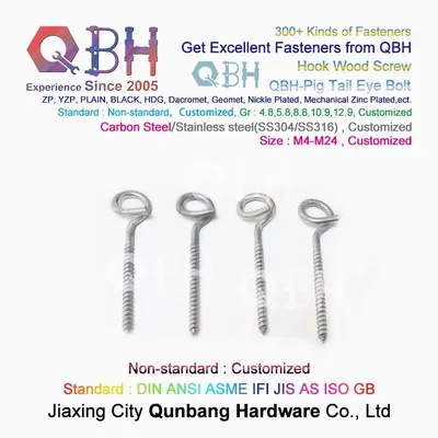 Qbh Customized Pig Tail Eye Hook Screw