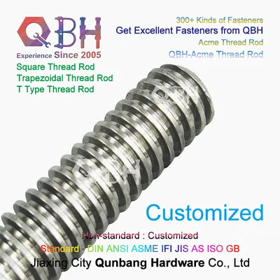 Qbh Customized Right-Handed Positive Left-Handed Reverse Screw Full T Type Trapezoidal Thread Square Section Threaded Bar Rod