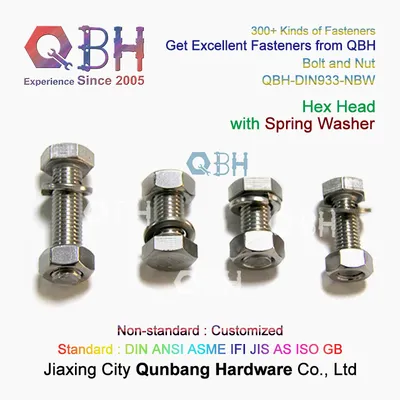Qbh Customized Solar Panel Bracket Rack Fastener Use DIN933 Hex Bolt + DIN127 Plain Spring Washer/Gasket//Shim/Joint Ring/Backup Ring Assembly