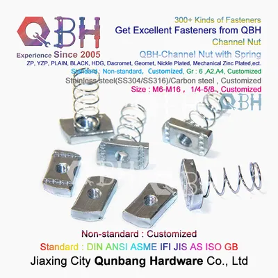 Qbh Customized Stainless Steel/Carbon Steel Zp/Yzp/Bzp/Plain/Black/HDG/Dacromet/Geomet/Nickle Plated Channel Spring Nut Aluminum Profile Formwork