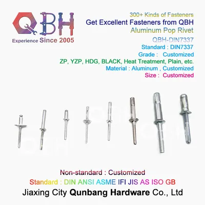 Qbh Customized Standard DIN7337 Dome Metal Aluminum Pop Closed/Open End Type Blind Rivet