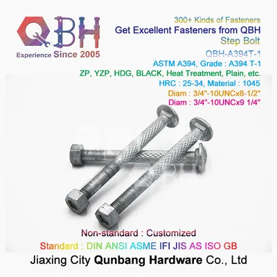 Qbh Customized Steel Structure Knurled HDG ASTM A394 Type 1 Radio Station Tower Step Bolt