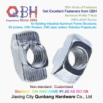 Qbh Customized T Slot Slotting Slotted Sliding Aluminum Aluminium Alloy Profile Hammer Nuts Accessories