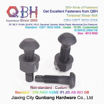Qbh Customized Torsional Shear Tension Control Tc Bolt Nut Washer Fastener Steel Structure Frame Hoisting Machinery Spare Parts