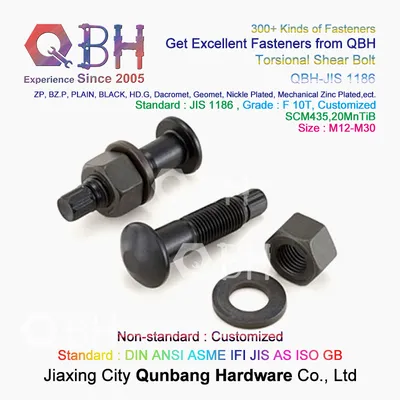 Qbh Customized Torsional Shear Tension Control Tc Bolt Nut Washer Fastener Steel Structure Frame Hoisting Machinery Spare Replacement Component