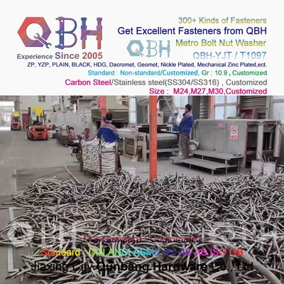 Qbh Customized Yjt/T1097 Carbon Steel Segment Bolts Nuts Washers Metro Replacement Parts