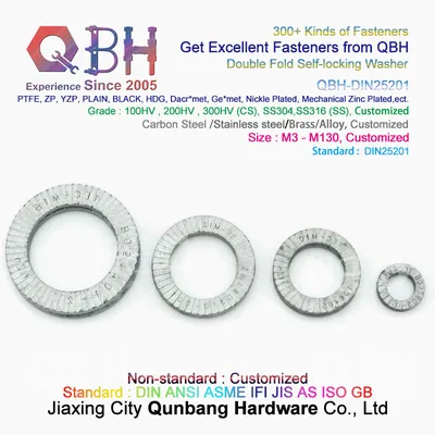 Qbh DIN 25201 Slef-Locking Self Lock Locking Locked Wedge Vibration Proof Anti Vibration DIN25201 Double Fold Layer Gasket